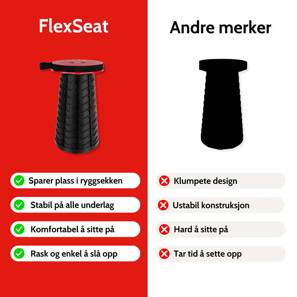 FlexSeat - Portabel sammenleggbar campingkrakk